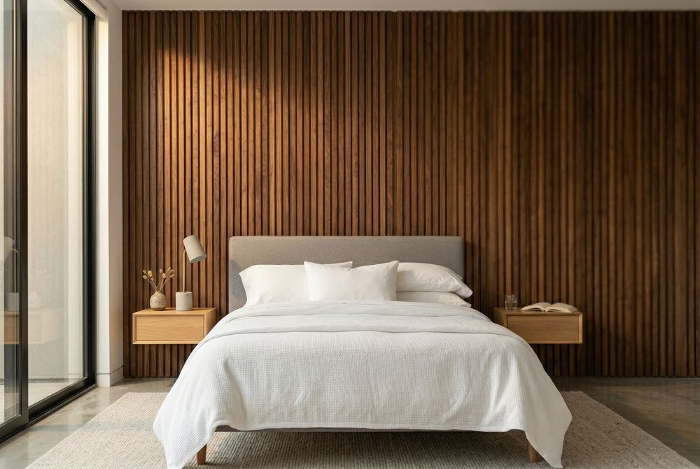 Bedroom Half Wall — Wood Slat Wall Package