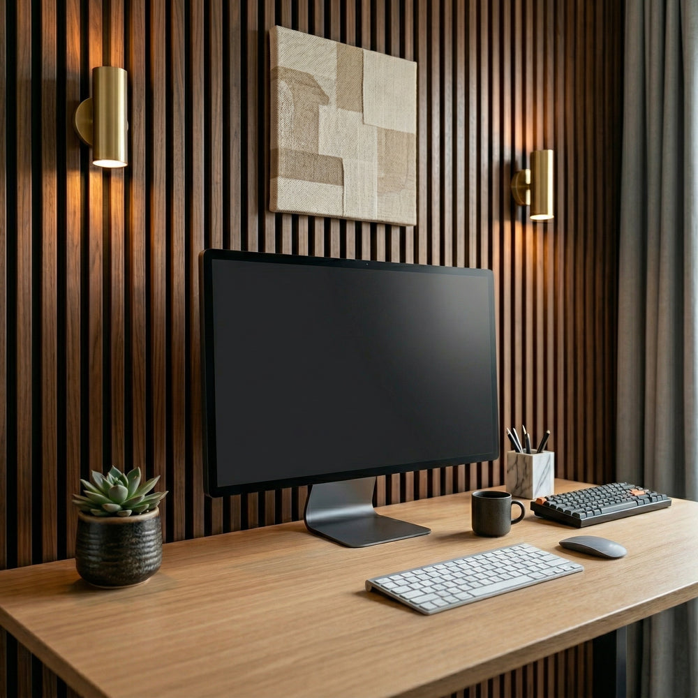 Home Office Feature Wall — Wood Slat Wall Package